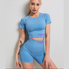 Load image into Gallery viewer, Two Piece Bodied&amp;Snatched Short Set Blue
