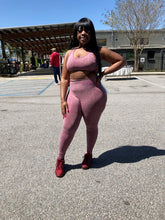 Load image into Gallery viewer, Two Piece Bodied&amp;Snatched Tank Top and Leggings Set Dusty Rose
